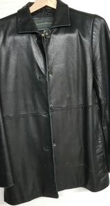 Banana republic black leather coat
